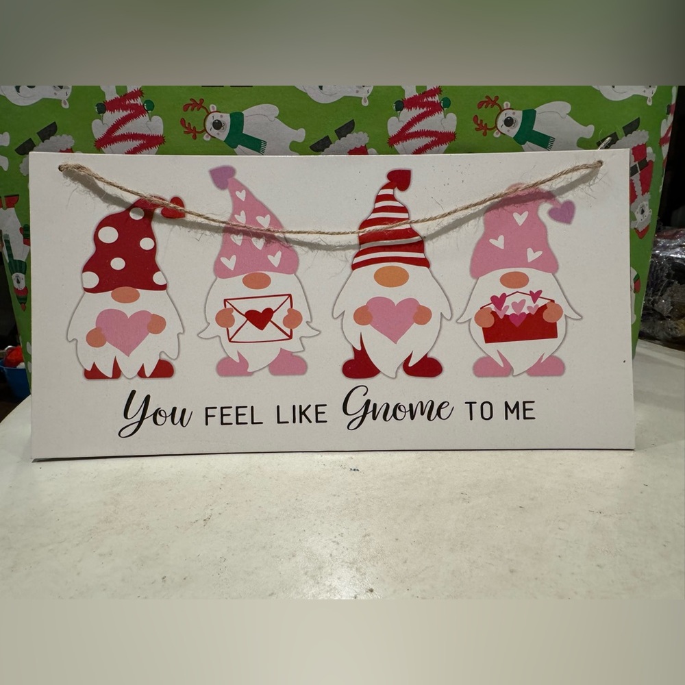 Lot Of 3 Wooden Valentines Signs- Gnome-Red Truck-Hearts